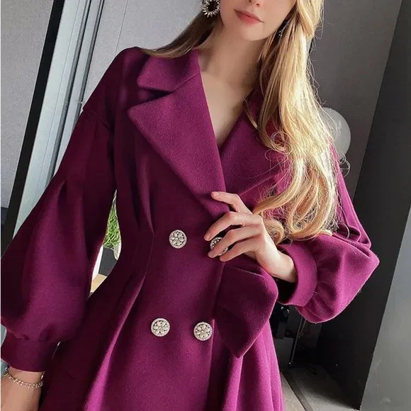 Dabuwawa Female Vintage 60/50 Era Exquisites Double Diamond Button Wool … - Picture 3 of 16